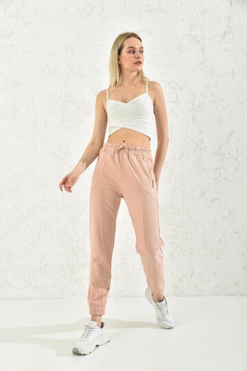 Powder Zipper Detail Blocked Two-Thread Sweatpants
