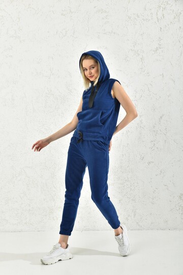 Saks Bağlamalı Cep Detay Spor Pantolon