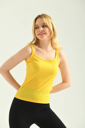  Yellow Strap Detailed Ribbed Camisole Basic