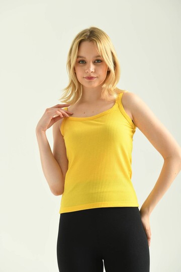  Yellow Strap Detailed Ribbed Camisole Basic