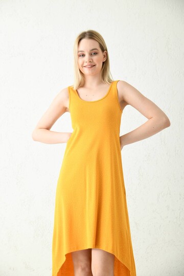 Yellow Strap Back Long Polka Dot Dress