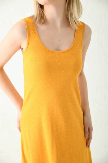 Yellow Strap Back Long Polka Dot Dress