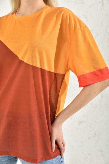 Yellow Red Block Cycling Collar T-Shirt