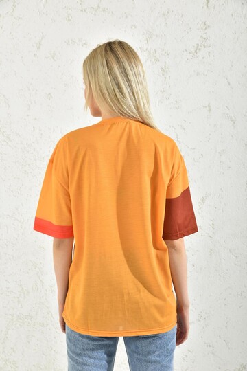 Yellow Red Block Cycling Collar T-Shirt