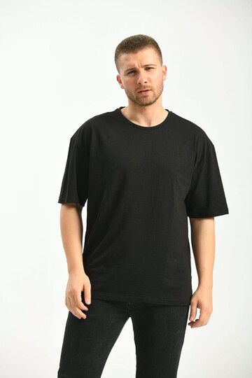 Black Crew Neck Short Sleeved Back Printed Relaxed Fit T-Shirt