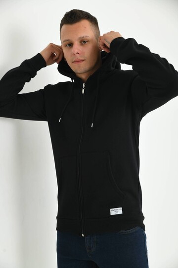 Black Hoodie and Kangaroo Pocket Detailed Sweatshirt