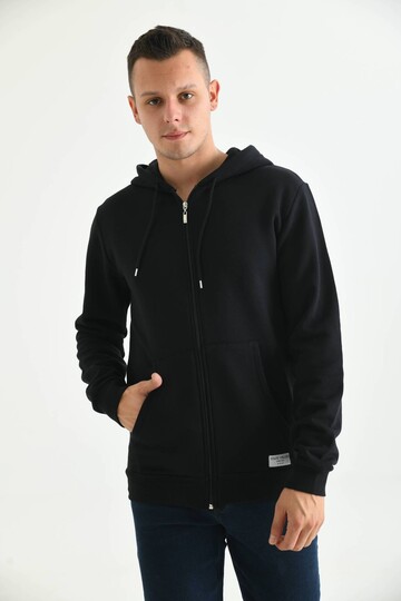 Black Hoodie and Kangaroo Pocket Detailed Sweatshirt