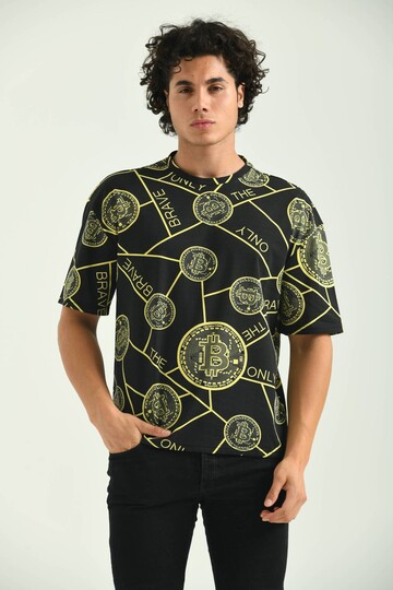 Black Crypto Pattern Short Sleeve T-Shirt