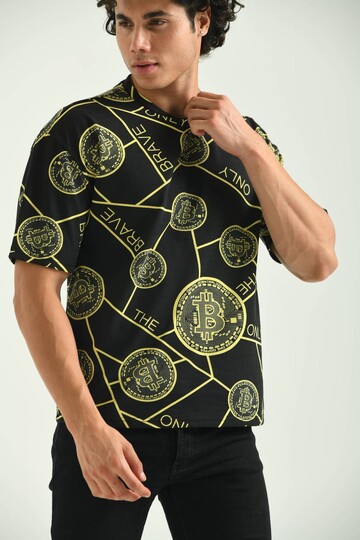 Black Crypto Pattern Short Sleeve T-Shirt