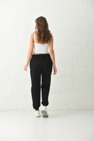 Black Elastic Pocket Detailed Sweatpants