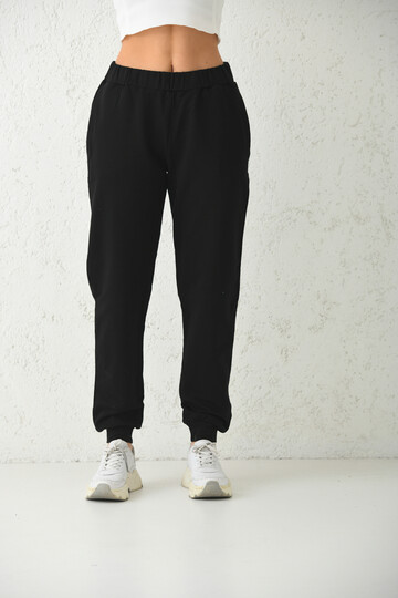 Black Elastic Pocket Detailed Sweatpants