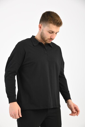 Black Polo Neck Long Sleeve T-Shirt