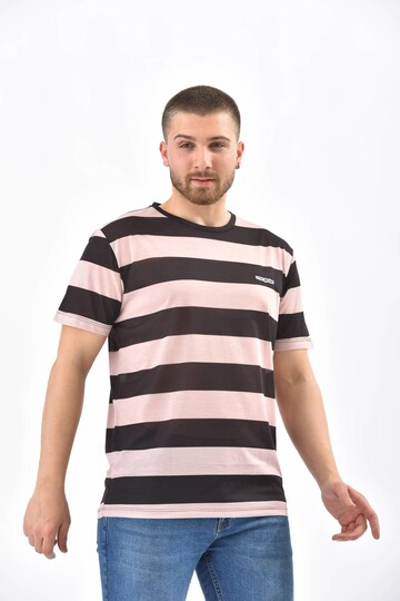 Siyah Regular Fit Çizgili Ringelli T-Shirt