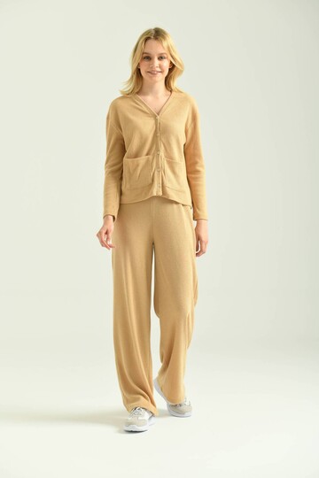 Milk Brown Button Detailed Relaxed Bottom-Top Set