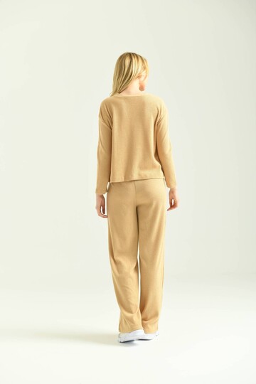 Milk Brown Button Detailed Relaxed Bottom-Top Set