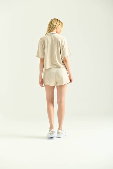 Stone Pocket and Button Detail Towel Fabric Bottom-Top Set