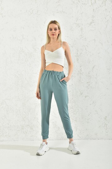New Blue Elastic and Tied Sweatpants