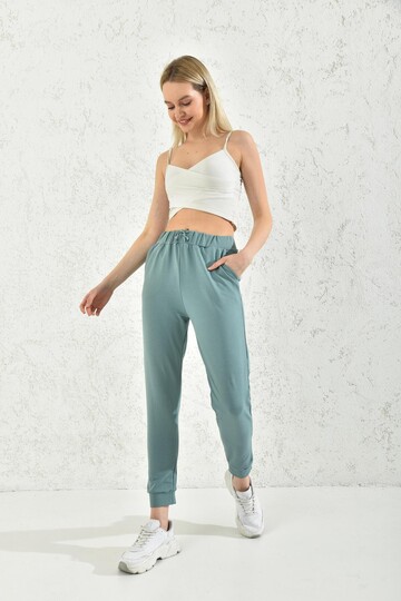 New Blue Elastic and Tied Sweatpants