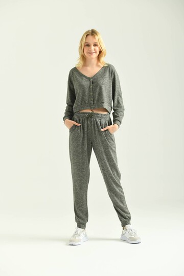 Green Elastic Eyelet Lacing Detail Sweatpants