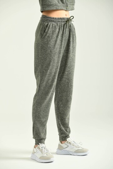 Green Elastic Eyelet Lacing Detail Sweatpants