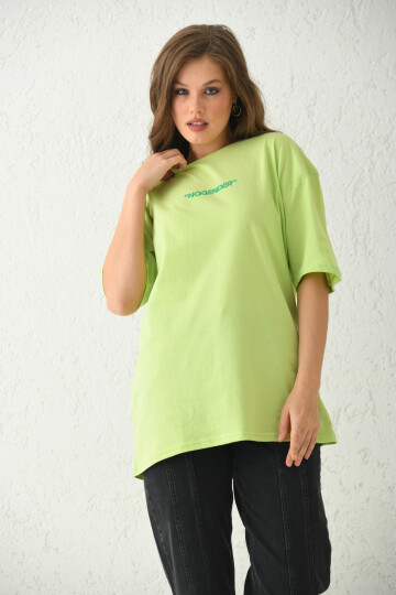 Yeşil Ön ve Arka Baskılı Relaxed T-Shirt