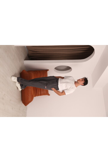 Erkek Antrasit Cep Ucu Etiket Detaylı Beli Lastikli Eşofman Altı