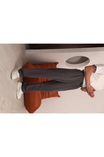 Erkek Antrasit Cep Ucu Etiket Detaylı Beli Lastikli Eşofman Altı