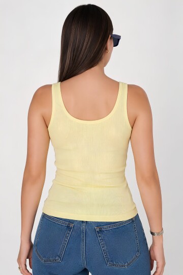 Kadın Fitted Havuz Yaka Atlet | Kalın Askılı Fitilli Kaşkorse Örme Kumaş | %98 Pamuk %2 Elastan Esnek Vücuda Oturan Basic Atlet | Günlük Casual Rahat 